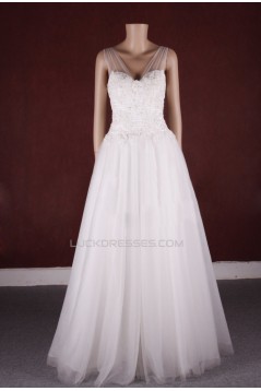 A-line Straps Lace and Tulle Bridal Gown Wedding Dress WD010755