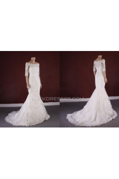 Trumpet/Mermaid Half Sleeves Lace Bridal Gown Wedding Dress WD010771