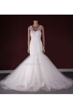 Trumpet/Mermaid Beaded Lace and Tulle Bridal Gown Wedding Dress WD010772