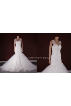 Trumpet/Mermaid Beaded Lace and Tulle Bridal Gown Wedding Dress WD010772