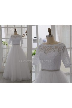 Ball Gown Half Sleeves Lace Bridal Gown Wedding Dress WD010794