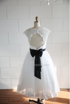 A-line Short Lace BowKnot Bridal Wedding Dresses WD010806