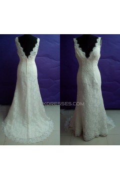Trumpet/Mermaid V-neck Lace Bridal Wedding Dresses WD010816