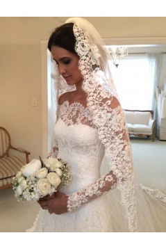 A-Line Off-the-Shoulder Long Sleeves Lace Bridal Wedding Dresses WD010860
