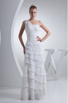 Sheath/Column Floor-Length One-Shoulder Wedding Dresses 2030006