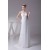 A-Line Illusion Sleeves V-Neck Beaded Chiffon Wedding Dresses 2030008