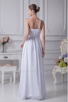 Empire One-Shoulder Sleeveless Beaded Chiffon Wedding Dresses Maternity Wedding Dresses 2030012