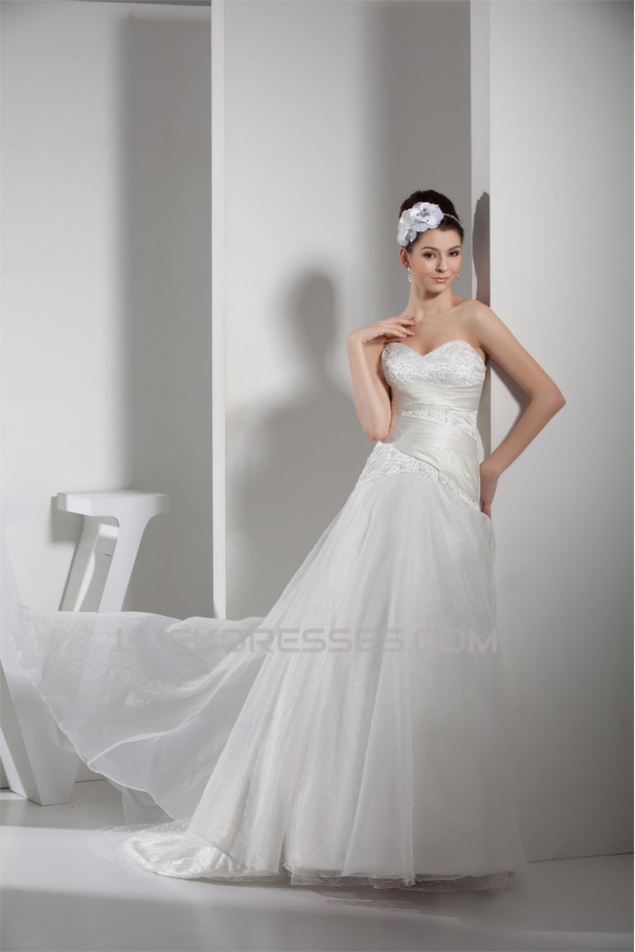 A-Line Sweetheart Beaded Court Train Wedding Dresses 2030020