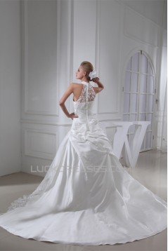 Ball Gown Sleeveless Satin Lace Fine Netting Wedding Dresses 2030025