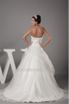 Ball Gown Strapless Beaded Appliques Court Train Wedding Dresses 2030027