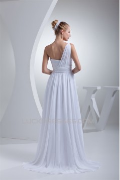 A-Line One-Shoulder Chiffon Floor-Length Wedding Dresses 2030034