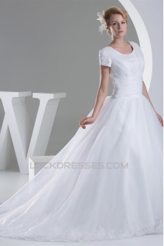 Ball Gown Short Sleeve Beaded Applique New Arrival Wedding Dresses 2030040