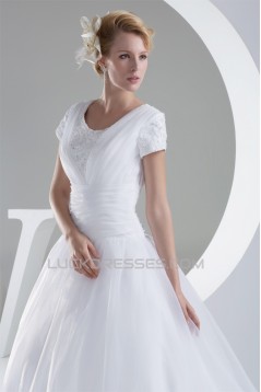 Ball Gown Short Sleeve Beaded Applique New Arrival Wedding Dresses 2030040