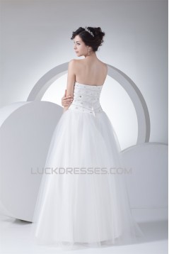 A-Line Sweetheart Beaded Satin Fine Netting Wedding Dresses 2030042