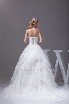 Amazing A-Line Satin Organza Beaded Applique Sweetheart Wedding Dresses 2030055