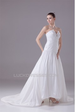 A-Line Sweetheart Beaded Taffeta Wedding Dresses 2030059