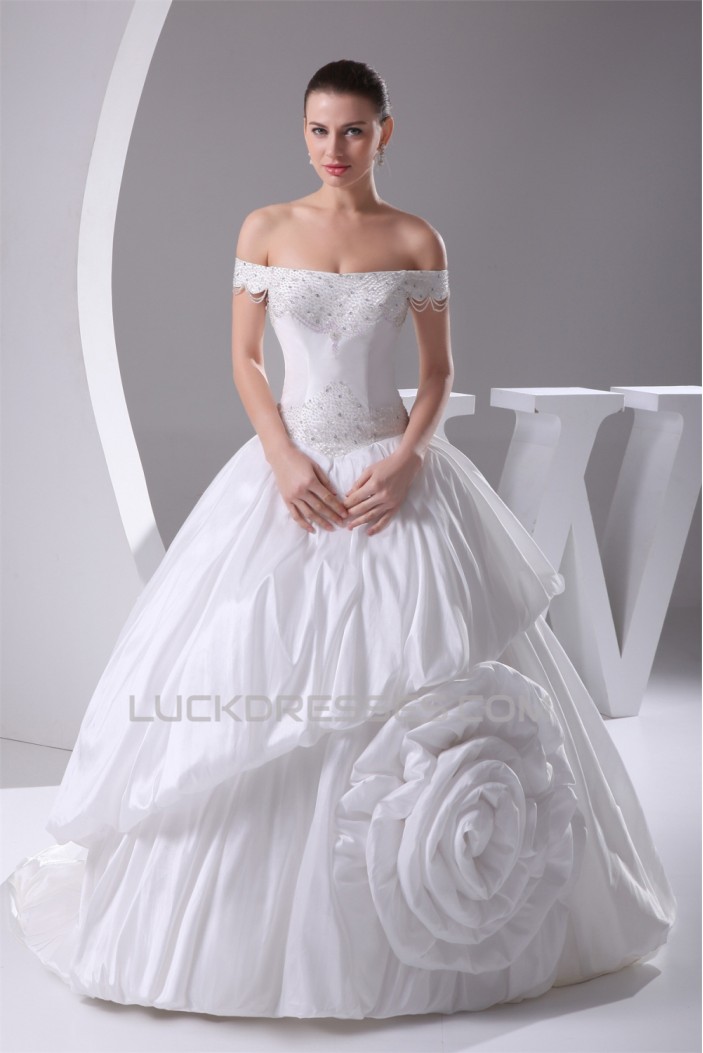 Ball Gown Sleeveless Taffeta Off-the-Shoulder New Arrival Wedding Dresses 2030064