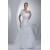 A-Line Portrait Beautiful Short Sleeve Satin Wedding Dresses 2030072