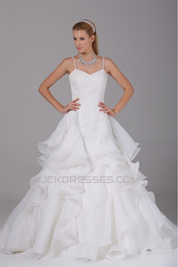 Beautiful Ball Gown Sweetheart Spaghetti Strap Beaded Appliques Wedding Dresses 2030073
