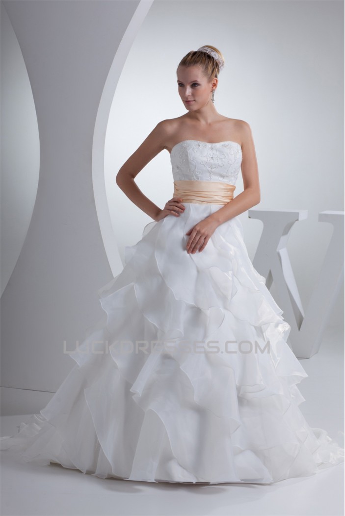 Beautiful Soft Strapless A-Line Beaded Wedding Dresses 2030079