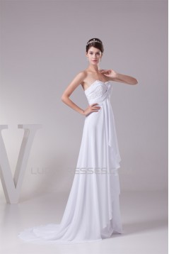 A-Line Sweetheart Beaded Appliques Chiffon Lace Wedding Dresses 2030081