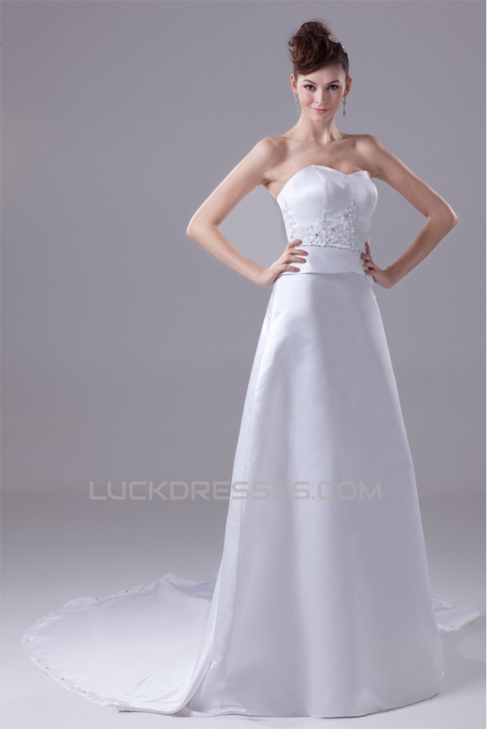 A-Line Sleeveless Sweetheart Beaded Wedding Dresses 2030084