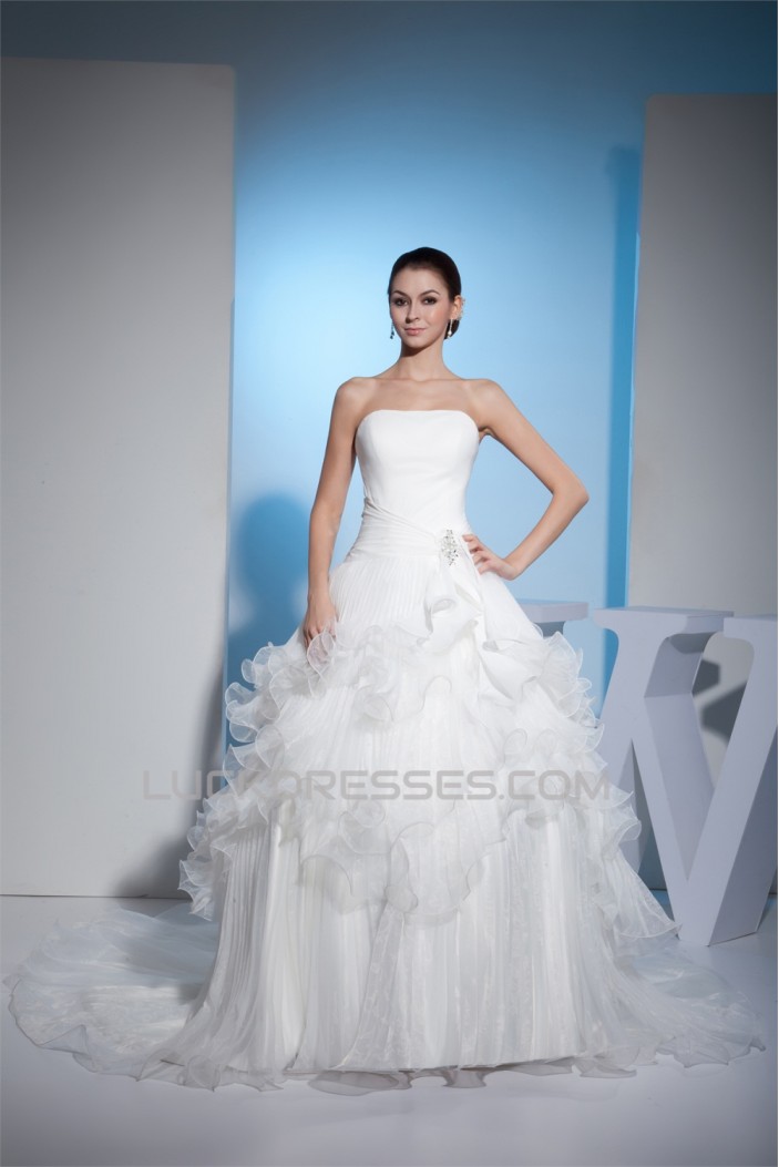Ball Gown Strapless Chapel Train Wedding Dresses 2030099