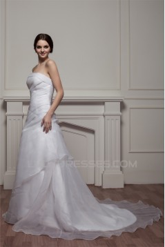 Strapless Sleeveless A-Line Satin Beautiful Wedding Dresses 2031002