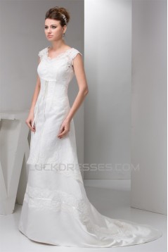 Straps Sleeveless A-Line V-Neck Lace Wedding Dresses 2031011