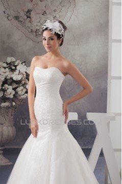 Sweetheart A-Line Sleeveless Satin Fine Netting Beaded Wedding Dresses 2031016