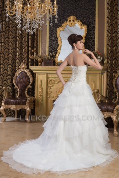 Sweetheart Satin A-Line Sleeveless Beaded Lace Wedding Dresses 2031020