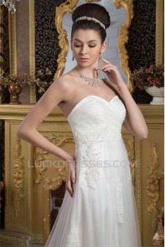 A-Line Sweetheart Satin Fine Netting Lace Wedding Dresses 2031021