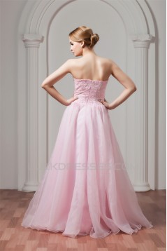 Sweetheart Sleeveless A-Line Satin Organza Beaded Pink Wedding Dresses 2031025