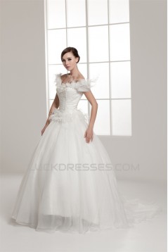 A-Line Straps Sleeveless Off-the-Shoulder Wedding Dresses 2031037