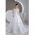 A-Line V-Neck Satin Fine Netting Long Sleeve Beaded Lace Wedding Dresses 2031047