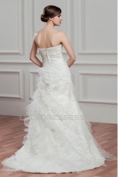 Wholesale Strapless Satin Organza Sleeveless A-Line Wedding Dresses 2031056