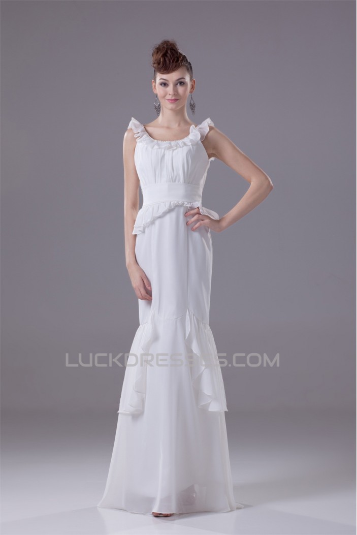 Mermaid/Trumpet Floor-Length Chiffon Sleeveless Best Wedding Dresses 2030106