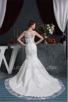 Wonderful Satin Lace Mermaid/Trumpet Wedding Dresses 2031067