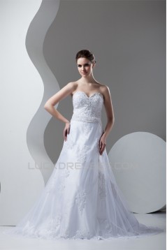 Wonderful A-Line Sweetheart Sleeveless Beaded Lace Wedding Dresses 2031074