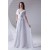 A-Line Chiffon Satin Flared Sleeves V-Neck Wedding Dresses 2031077