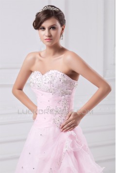 A-Line Satin Organza Sleeveless Sweetheart Wedding Dresses with Color 2031082