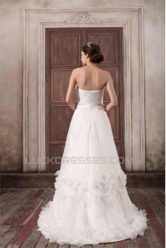 A-Line Satin Sleeveless Sweetheart Embellished Wedding Dresses 2031083