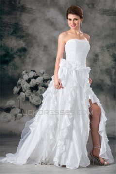 A-Line Soft Sweetheart Organza Taffeta Sleeveless Wedding Dresses 2031090