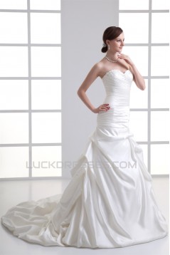 A-Line Sweetheart Satin Sleeveless Wedding Dresses 2031096