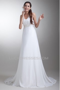 A-Line V-Neck Chiffon Satin Sleeveless Wedding Dresses Maternity Wedding Dresses 2031098