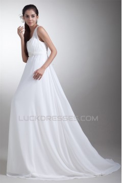 A-Line V-Neck Chiffon Satin Sleeveless Wedding Dresses Maternity Wedding Dresses 2031098