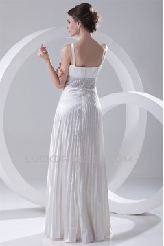 A-Line V-Neck Elastic Woven Satin Floor-Length Beaded Sequin Wedding Dresses 2031099