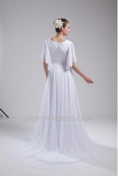 A-Line Chiffon V-Neck Half Elbow Sleeve Wedding Dresses 2030110