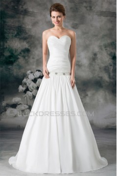 Amazing A-Line Sleeveless Satin Sweetheart Beaded Wedding Dresses 2031101