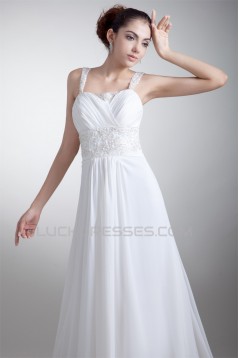Amazing A-Line Straps Chiffon Elastic Woven Satin Wedding Dresses 2031103